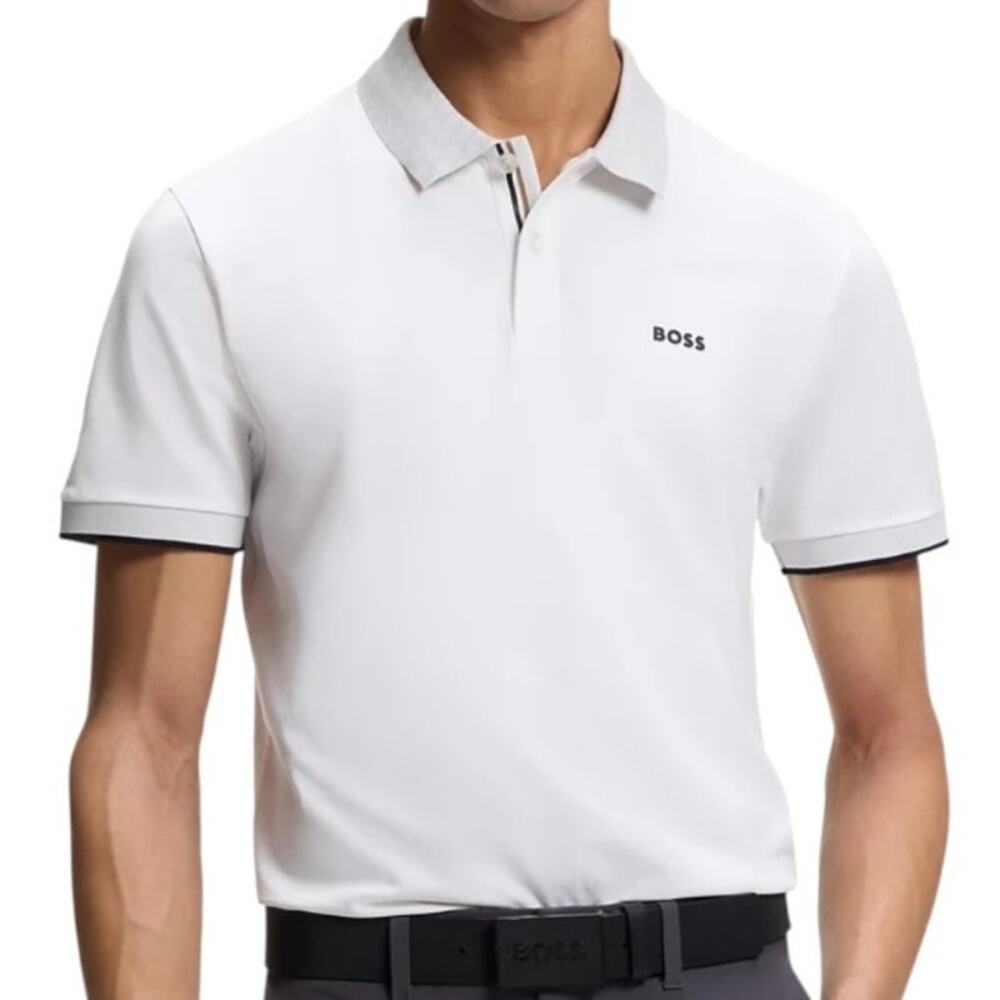 Hugo Boss Men’s Paddy Stretch Cotton Polo Shirt White Size XL
